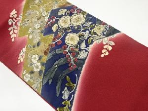 縮緬地絞り変わり斜線に辻ヶ花・草花模様名古屋帯